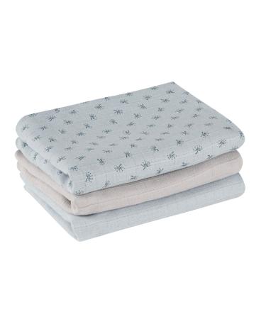 Roba Organic 3 Set Set Lil Planet - 80 x 80 cm - Musselin - Textile diapers made of organic cotton - GOTS & OEKO -TEX 100 certified - light blue light blue/Sky