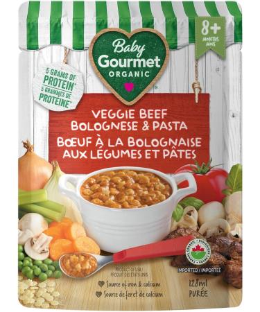 Baby Gourmet Organic Meals - Veggie Beef Bolognese & Pasta - Non-GMO BPA-Free No Added Sugar Or Salt No Fillers Or Thickeners 128ml - 16 Pack - Buy Online on GoSupps.com