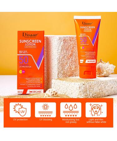 Lemon Extract Sunscreen Lotion SPF 50 PA+++ | UVA/UVB Protection | Vitamin C Hydration | 50ml - Advanced Skin Repair - Buy Online on GoSupps.com