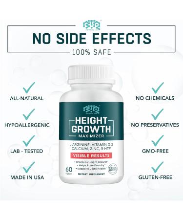Height Growth Maximizer - USA Made Calcium, Vitamin D3 & Zinc Blend - Height Growth Pills for Kids & Adults - Bone Strength Support - 30 Servings - Buy Online on GoSupps.com