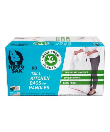 Plant Based - Hippo Sak Tall Kitchen Bags with Handles, 13 Gallon (90 Count)