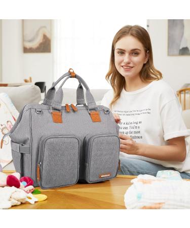 Pomelo Best Baby Changing Bag with Pram Clips and Changing Mat Embossed Grey - Buy Online on GoSupps.com