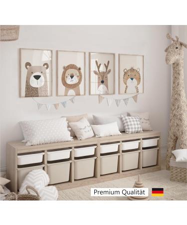 Lavema Baby Room Decoration | Beige Animal Posters for Kids | A4 Kids Room Wall Art | Decorative Prints for Girls & Boys - Buy Online on GoSupps.com