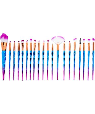 Glamza Diamond 20pc Make Up Blending Details Eyebrow Eyeshadow Eyelash Powder Lip Brushes Set (Blue) - Buy Online on GoSupps.com