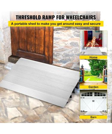 VEVOR 5 Rise Door Threshold Ramp for Wheelchairs - Aluminum, Adjustable, 800 lbs Capacity - Ideal for Doorways, Scooters, Power Chairs - Buy Online on GoSupps.com