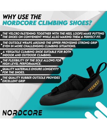 Northcore Climbing Shoes - Lightweight Breathable Men & Women Hiking Shoes - Non-Slip Double Strap Closure Tight-Fitting 44 EU Black - Buy Online on GoSupps.com