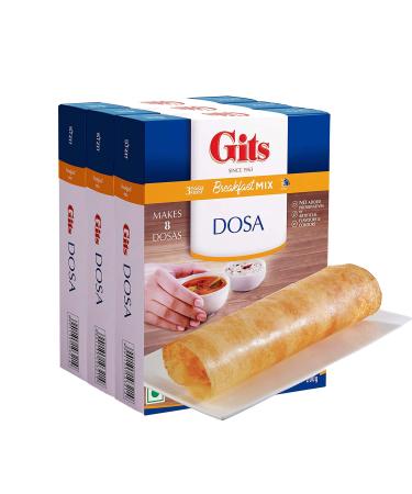 Gits Instant Mix Box - 600gm (Pack of 3 x 200gm) | Ready to Cook Indian Breakfast/Lunch/Dinner/Snack Meal | No Artificial Colors, Flavors, Preservatives, 100% Vegetarian, Easy Recipe (Dosa)