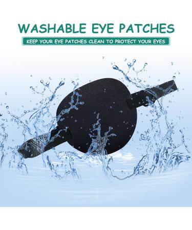 SULIVES 2 Pcs Adjustable Medical Eye Patches for Adults - Black Blue 3D Groove Design - Suitable for Amblyopia, Strabismus, Surgery Recovery - Left & Right Eye - Buy Online on GoSupps.com