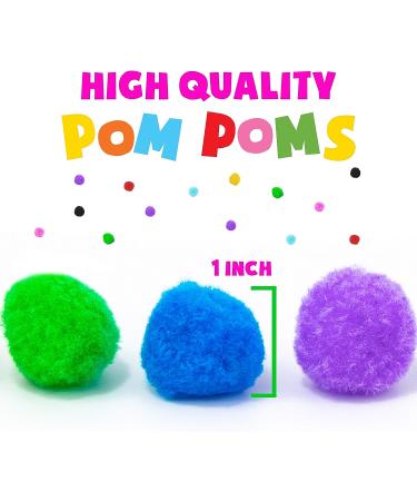 1000 Pieces 1 Inch Pom Poms for Crafts - 10 Assorted Colors - Puff Balls - Separated by Bag - Buy Online on GoSupps.com