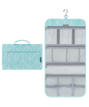 PAVILIA Hanging Toiletry Bag for Women Men, Travel Foldable Toiletries Bag, Roll up Cosmetics Jewelry Toiletry Bag, Water Resistant Makeup Organizer (Teal Chevron) - Buy Online on GoSupps.com