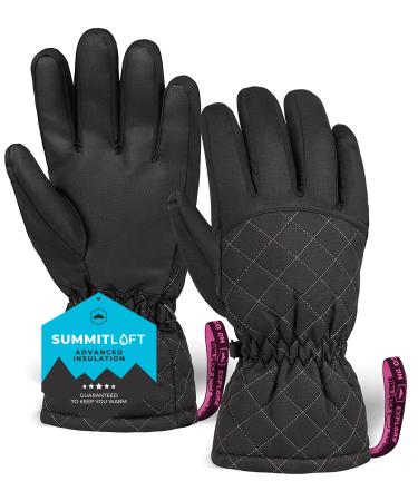 Tough Outdoors Women's Ski Gloves - Waterproof Women's Snow Gloves - Winter Ski Snow Gloves - Snowboard Gloves - Ladies' Cold Weather Gloves Small Black