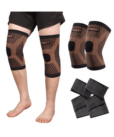 AA MASEDA Copper brace series-copper knee elbow and ankle brace worn on the joints copper ions compress and support the joints to relieve pain Can be used for sport arthritis (X-Large, Knee Brace) Knee Brace X-Large