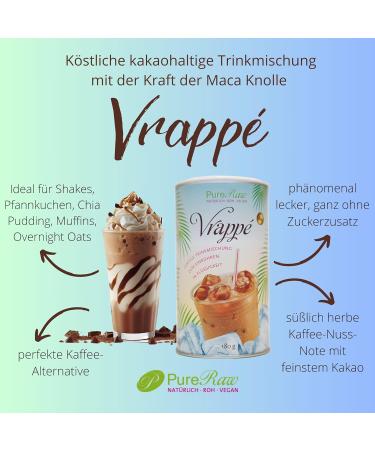 Vrapp Maca Cocoa Coffee Substitute - Organic Vegan Raw Iced Coffee Powder | Superfood Drink 360g | Caffeine-Free Frappe | Pureeraw - Buy Online on GoSupps.com