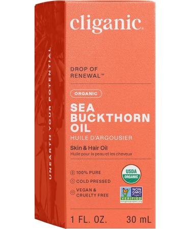 Cliganic Organic Sea Buckthorn Oil 100% Pure - for Skin & Face Cold Pressed (Pack of 2) - Buy Online on GoSupps.com