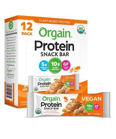 Orgain Organic Plant-Based Protein Bar Peanut Butter 12 Bars 1.41 oz (40 g) Each