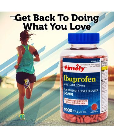 Timely Ibuprofen 200mg - 1000 Tablets | Pain Relief & Fever Reducer for Adults | Comparable to Advil | Headache, Menstrual Pain, Tooth & Muscle Aches - Buy Online on GoSupps.com