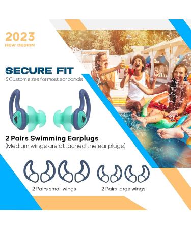 2 Pairs Swimmer Ear Plugs - Hearprotek Custom-fit Water Protection Adult Swimming Earplugs - Green - Buy Online on GoSupps.com