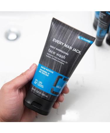 Every Man Jack Daily Energizing Face Wash for Men - Deeply Cleanse Moisturize and Revive Dry Tired Skin with Hyaluronic Acid and Caffeine - 148 mL Men's Face Wash - Twin Pack - Buy Online on GoSupps.com