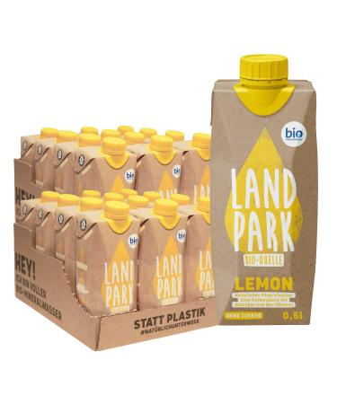 Double pack Landpark Bio-refresher drink Lemon 24x0.5l Tetra Pak |Natural mineral water from the organic source with lemon |Sugar -free & without carbonic acid |Water with taste to go | pledge -free lemon 500 ml (24 Pack)