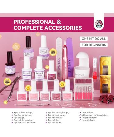 Saviland 5-In-1 Nail Builder Gel Kit - 6 Classic Colors with Nail Lamp, Drill, Glue Gel - Nail Extension & Strengthener Builder Gels - Gel Builder Kit - Classic Colors - Buy Online on GoSupps.com