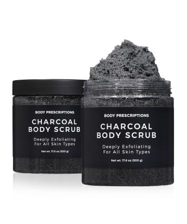 Body Prescription Deep Exfoliating Body Scrub - Cruelty-Free Formula for All Skin Types, 17.64 Ounce (Pack of 2), Charcoal Charcoal 17.64 Ounce (Pack of 2)