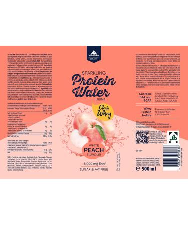 Multipower Sparkling Protein Water - White Peach Flavor | EAA Enriched Sports Drink | 12 x 500ml | Refreshing & Fruity | International Shipping Available - Buy Online on GoSupps.com