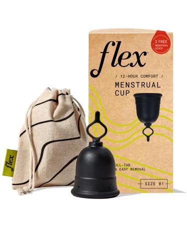 Flex Cup Starter Kit (Slim Fit - Size 01) | Reusable Menstrual Cup + 2 Free Menstrual Discs | Pull-Tab for Easy Removal | Tampon + Pad Alternative | Capacity of 2 Super Tampons Kit Size 01 (Pack of 1)