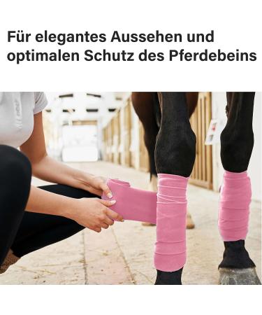 Fleece Horse Bandages with Velcro Fastener - 4 Set in Pink for Ponies | Practical Storage Bag Included - Shop Now! - Buy Online on GoSupps.com