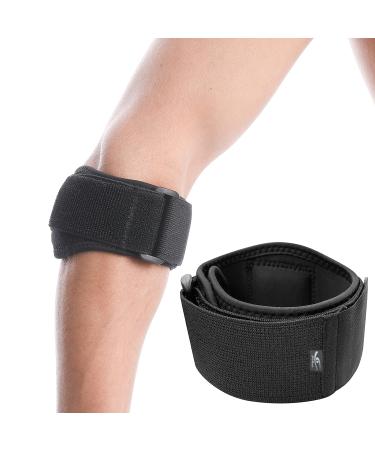 HiRui Tennis Elbow Brace for Forearm Tension Relief  Elbow Support Arm Brace Straps Compression Pad for Men and Women  Pressure Bands for Tendonitis Muscle Strains Weightlifting Golfer Baseball Yoga (Black-1 Pack)