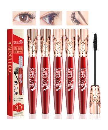 Yanquina Super Long Mascara 4D Waterproof and Sweat Proof Mascara Super Long Luxurious Mascara Stereo Lengthening Mascara (5pcs)