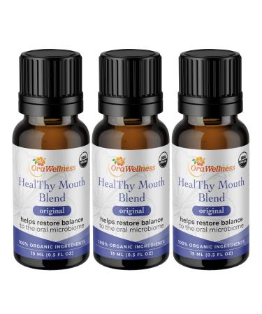 OraWellness Healthy Mouth Blend Organic Tooth Oil Flouride Free Made in The USA Toothpaste & Mouthwash Alternative Natural Rinse for Healthy Teeth & Gums for Women Men and Kids Pack of 3 Original 0.5 FL Oz (Pack of 3)