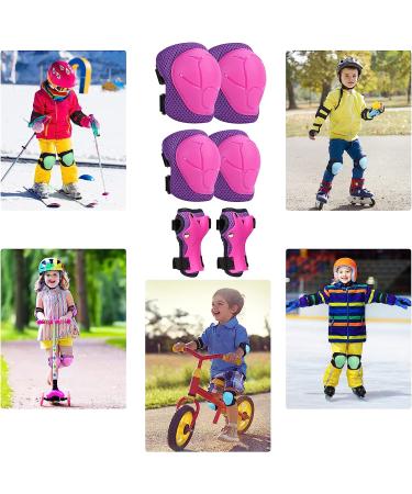 Kids 6-in-1 Protective Gear Set - Ages 3-6 Toddler & 5-8 Kids - Knee Pads, Elbow Pads, Wrist Guard - Rose Pink Small - for Cycling, Skateboarding, Roller Skating, Scooter, Ski Sports - Buy Online on GoSupps.com