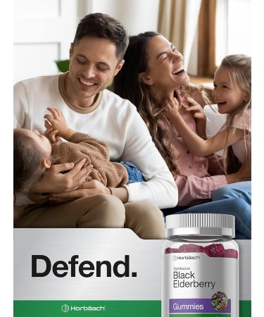 Sambucus Black Elderberry Gummies with Zinc and Vitamin C - 60 Count | Vegan, Non-GMO, Gluten Free Extract for Adults | Natural Berry Flavor by Horbaach - Buy Online on GoSupps.com