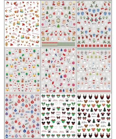Christmas Nail Stickers 9 Sheets Self-Adhesive Nail Decal for Kids Cute Cartoon Nail Art Decoration Design Supplies - Buy Online on GoSupps.com