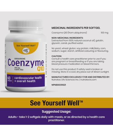 See Yourself Well CoQ10 Ubiquinone - Coenzyme Q10 Supplements for Cardiovascular Heart Health and Overall Wellness. High Potency Antioxidant. Small Easy to Swallow Softgels. Take 1-2 Daily - 60 Softgels. Made in Canada 60 count (Pack of 1) - Buy Online on GoSupps.com
