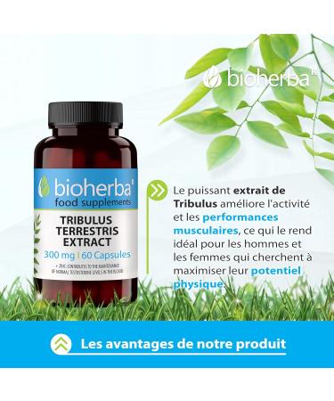 Tribulus Terrestris 300 mg - 60 Capsules: Powerful Boost for Men and Women Erection and Vitality Enriched with Zinc by BIOHERBA - Buy Online on GoSupps.com