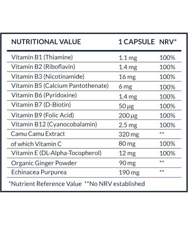 LEMAlab Immune Booster 60 Vegan Capsules B-Complex Vitamin C & E Organic Ginger & Echinacea Antioxidant Formula Supports Immune Function & Energy Metabolism - Buy Online on GoSupps.com