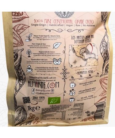  Almarte ALMARTE Ceremonial Cacao 1000g/1kg | 100% Raw and Pure Dominican Republic | Heart-Opening Medicine | Single Origin Organic | Regenerative Farm | Theobromine Energy | Coffee Substitute - Buy Online on GoSupps.com