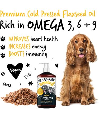 BUGALUGS Flaxseed Oil For Dogs Skin & Dog Supplements. Higher Omega 3 For Dogs 6 & 9 Than Salmon Oil For Dogs Uk Cold Pressed Dog Food Toppers Health Supplies For Dogs & Cat. Joint & Digestive 500ml - Buy Online on GoSupps.com