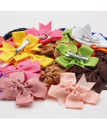 40 Piece 3 Boutique Grosgrain Ribbon Hair Bows Alligator Clips for Girls - Perfect Accessories for Toddlers, Teens - Solid Colors in Pairs - Buy Online on GoSupps.com
