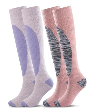 Ski Socks for Women 2 Pairs Pack Skiing Socks for Skiing, Snowboarding, Outdoor Sports Performance Socks Small-X-Large