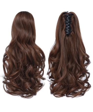 Clip in Ponytail,Clip Claw Ponytails Extension Wavy 14" 4.3 OZ Black Hair Extensions Synthetic SYXLCYGG Fake Hair pieces Wig Women Wavy 16" 20" Straight 22" Fluffy&not Tangled Girl 12" Curly Blonde 14"-Medium Brown Mix
