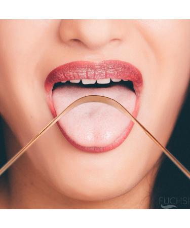 Fuchsi Tongue Cleaner Set - 2 Pure Antibacterial Copper Scrapers | Fight Bad Breath Naturally | Effective Home Remedies - Buy Online on GoSupps.com