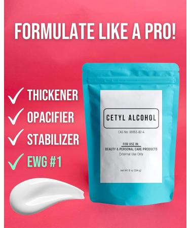 Cetyl Alcohol for DIY Body Butter & Lotions - 10 oz White Granules Thickener & Emollient - Buy Online on GoSupps.com