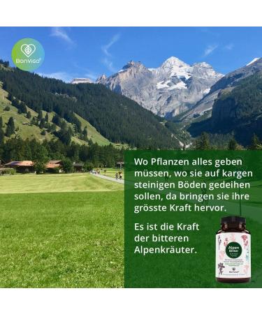 Bonvigo Alpenbitter - 180 Capsules of Bitter Herbs for Liver Fat Metabolism & Digestion | Monastery Recipe Stomach Bitter Formula - Buy Online on GoSupps.com