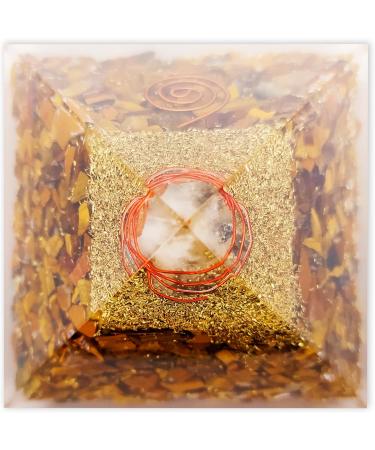 Lamare Orgonite Pyramid with Tiger Eye - Energy Balance Protection & Positive Energies - 76mm for Happiness & Wealth - Buy Online on GoSupps.com
