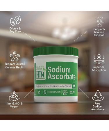 Health Thru Nutrition Sodium Ascorbate Vitamin-C Powder 250g - Non-Acidic Antioxidant Support - Buy Online on GoSupps.com