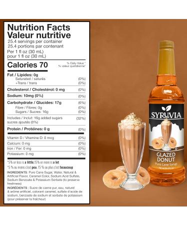 Syruvia Glazed Donut Coffee Syrup - 25.4 fl oz Premium Coffee Flavoring Syrup - Kosher Coffee Syrups Gluten Free No Coloring Perfect for Drinks Soda Shakes Desserts and More. - Buy Online on GoSupps.com