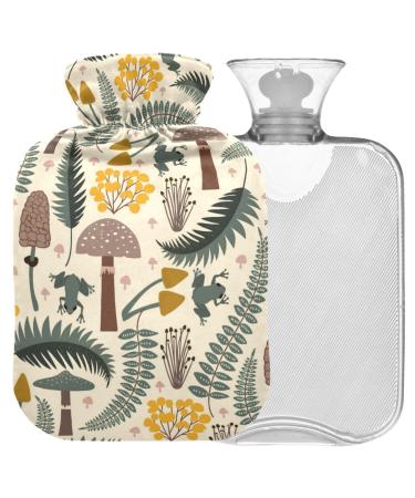 Naanle tropical leaves mushrooms heat bottle with reference transparently warm water bottle 2l large gambling bag for pain relief hot and cold therapy bed hand feet warmer