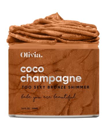 Olivia Body Bronze Shimmer by Coco Champagne - Self Tanning Non-Greasy Hydro Gel Bronze Tone for Your Body with Glitter. Bronze Shine & Glow. 7.6 Fl Oz.